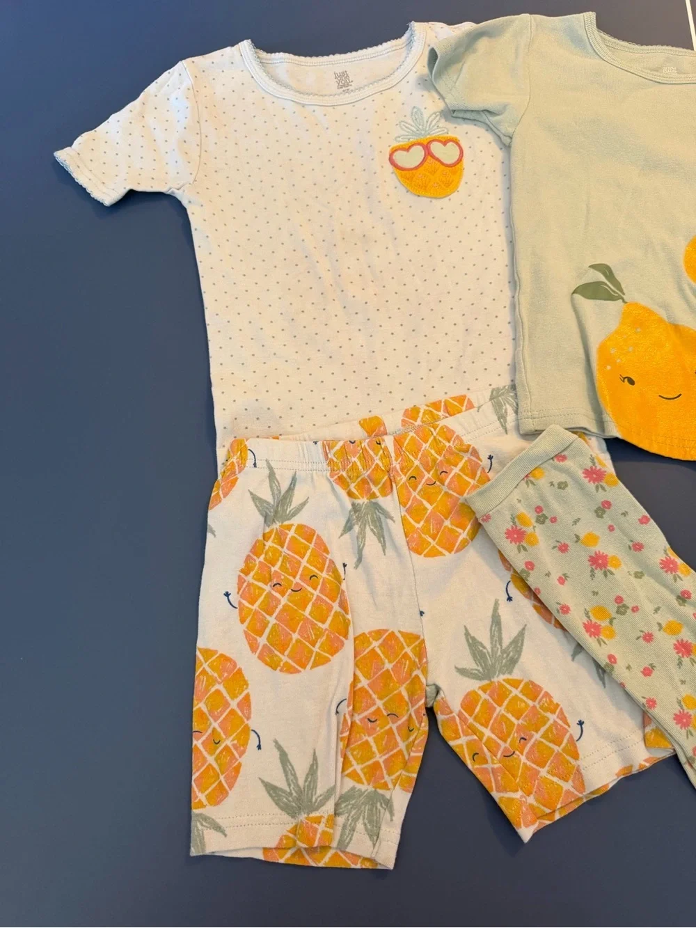 Carter's Cotton Pineapple Lemon & Floral 4 pc Pajama Set - Yellow White 5T